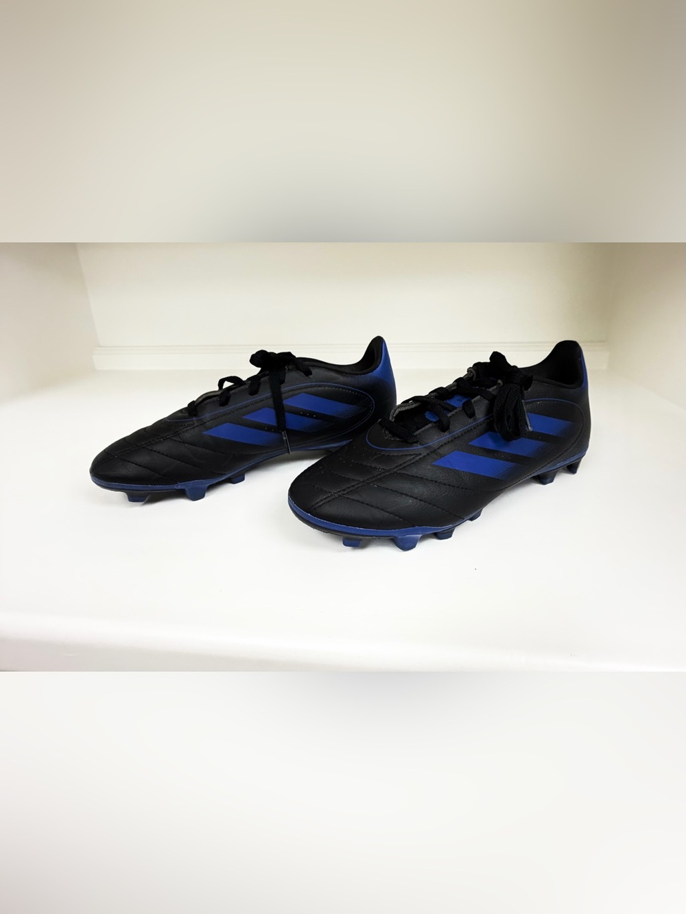 adidas Kids Black and Blue Soccer Cleats